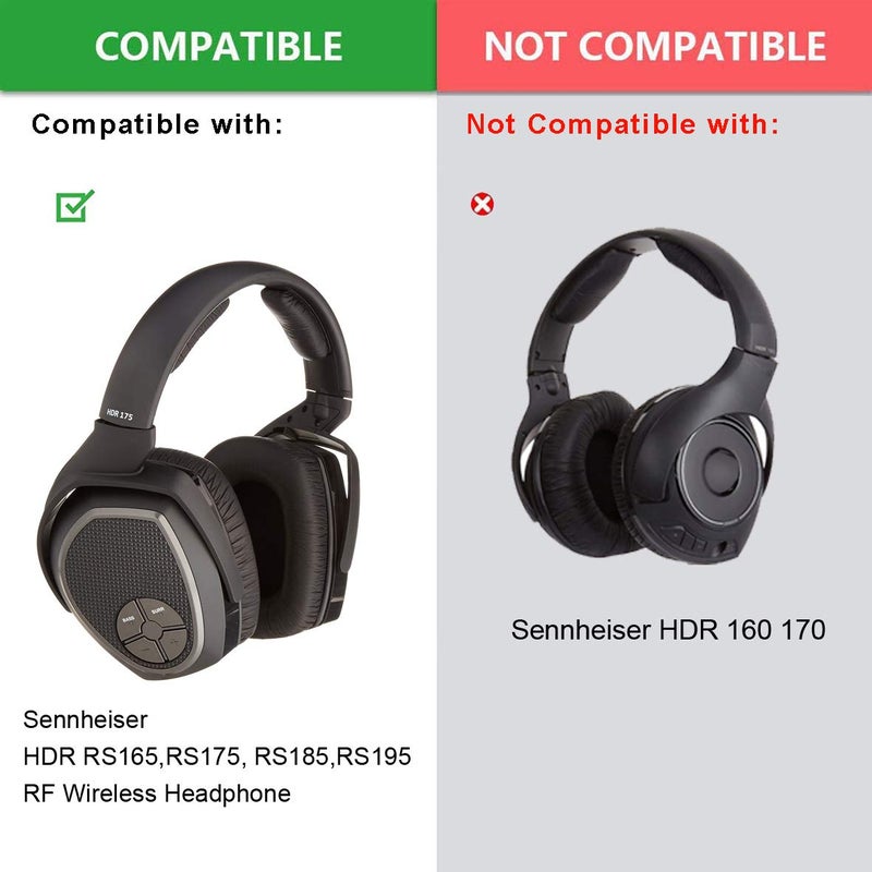 defean RS165 175 185 195 Upgrade Quality Ear Pads Replacement Ear Cushion Foam Compatible with Sennheiser HDR RS165,RS175, RS185,RS195 RF Wireless Headphone,Added Thicknes(Wrinkle Artificial Leather) - Image 2